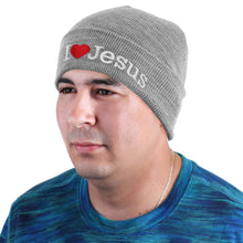 Load image into Gallery viewer, I Love Jesus Beanie Hat - Gray