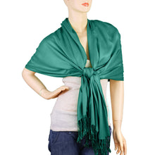 Load image into Gallery viewer, Women&#39;s Soft Solid Color Pashmina Shawl Wrap Scarf - Teal Green