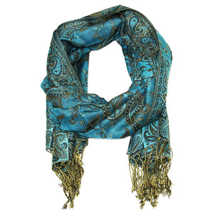Women's Paisley Pashmina Scarf - Turquoise