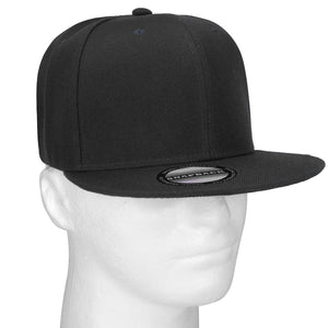 Hip Hop Style Snapback Hat Flat Bill Adjustable Size - Black