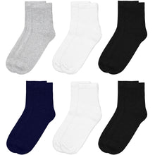 Load image into Gallery viewer, Falari Women Diabetic Socks Diabetes Edema and Circulatory Loose Fitting Cotton Quarter Socks - 6 Pairs BK/GY/NV/WT