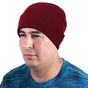 Knitted Beanie Hat - Burgundy